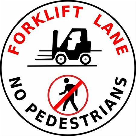 PRISTINE PRODUCTS Forklift Lane No Pedestrians Floor Sign. stFLNP12